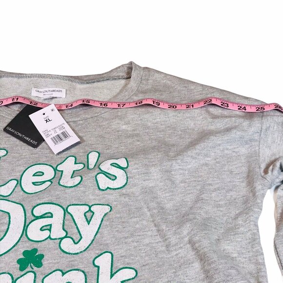 Grayson Threads Womens Size XL Sweatshirt Cropped Lets Day Drink Gray New - Picture 7 of 12